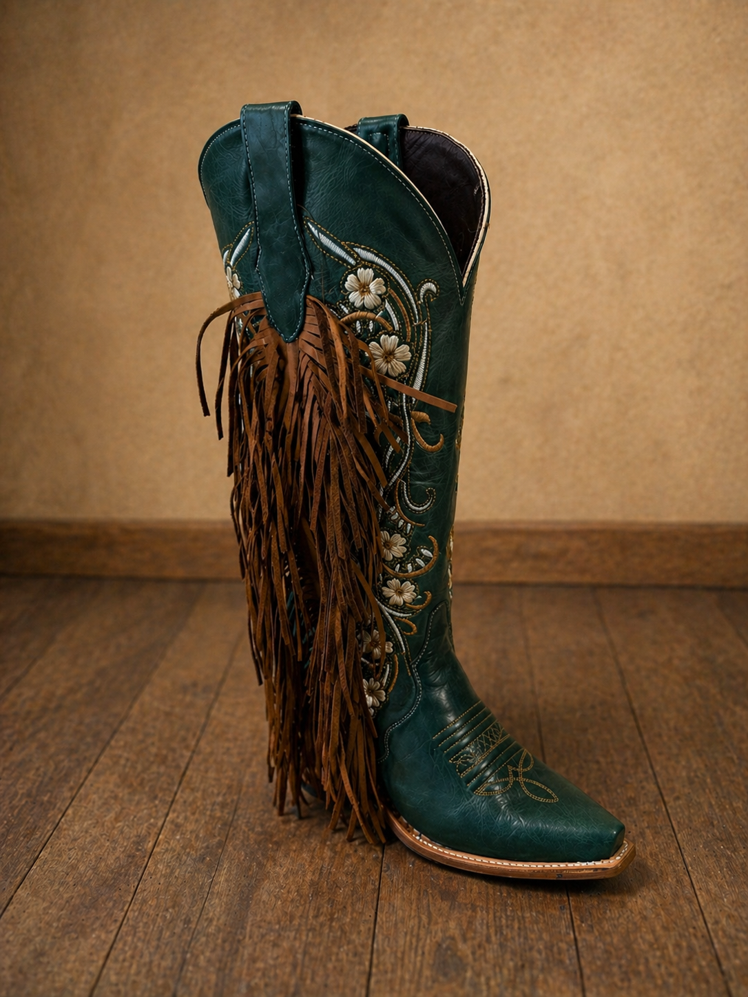 Green Fringe Western Boot