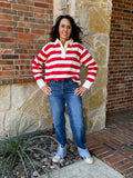 Striped Lace Detail Polo