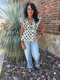 POLKA DOT RUFFLED BABY DOLL BLOUSE TOP