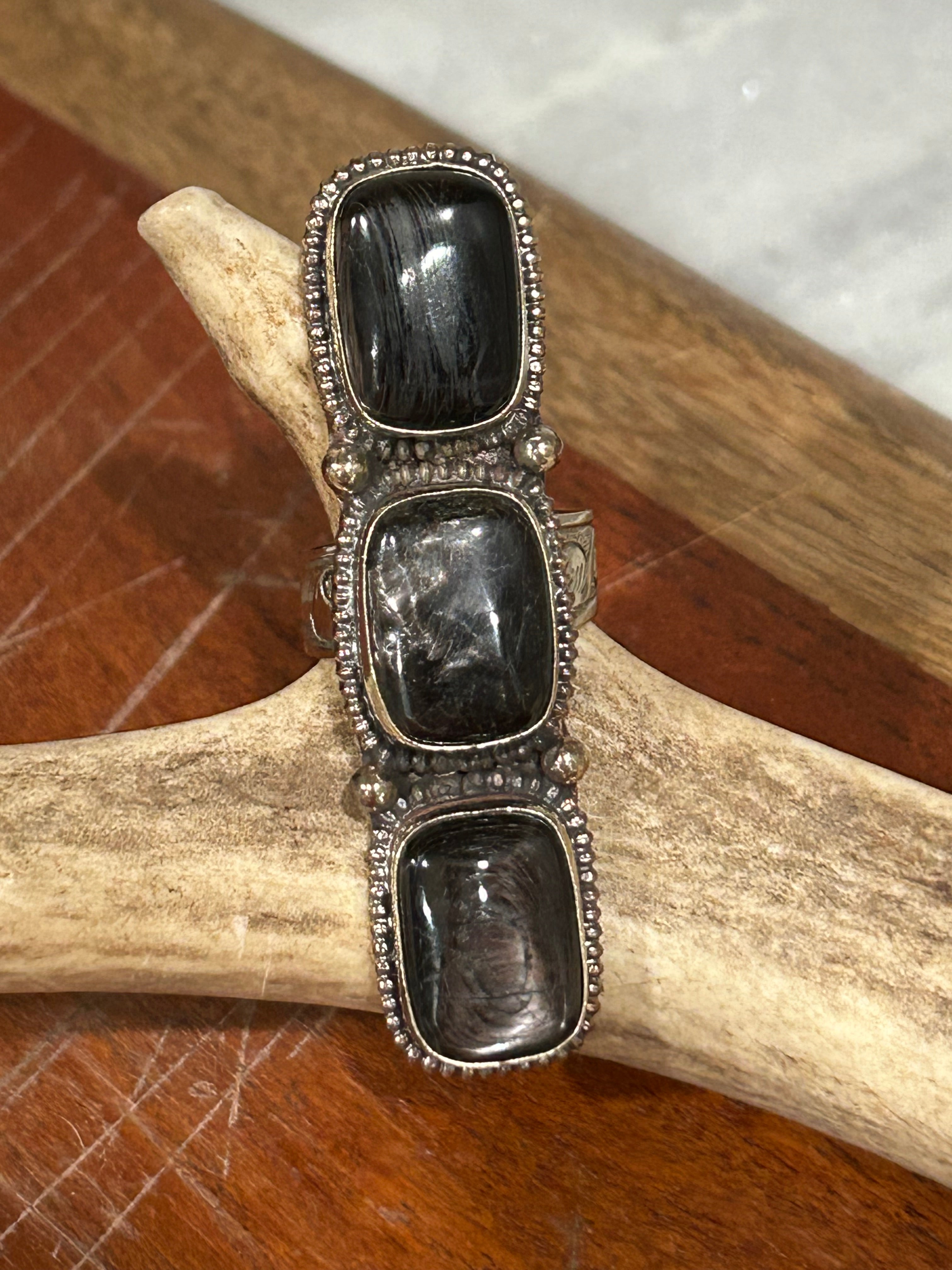 Triple Black Stone Ring