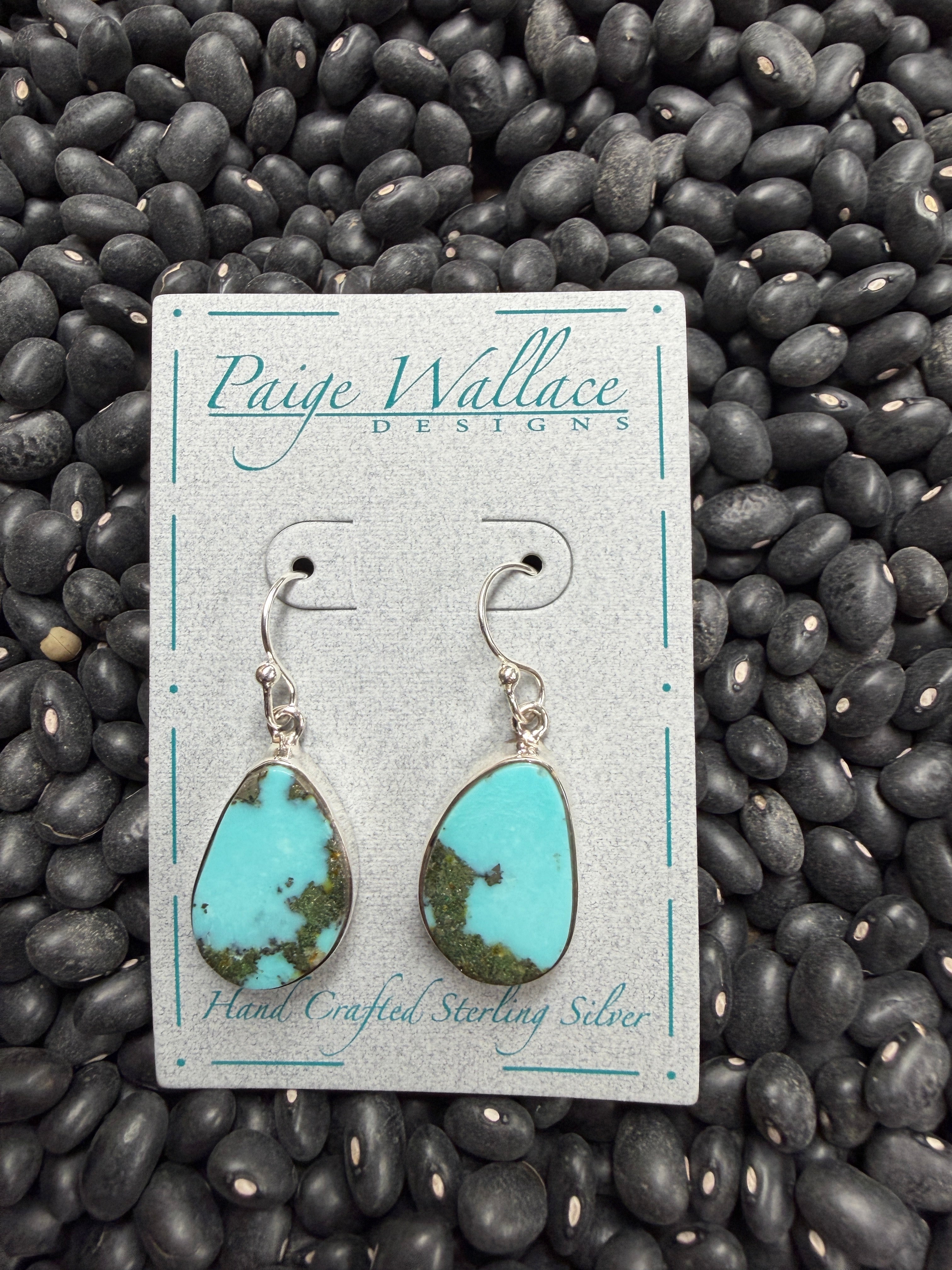Paige Wallace Turquoise and Sterling Teardrop Dangle Earrings