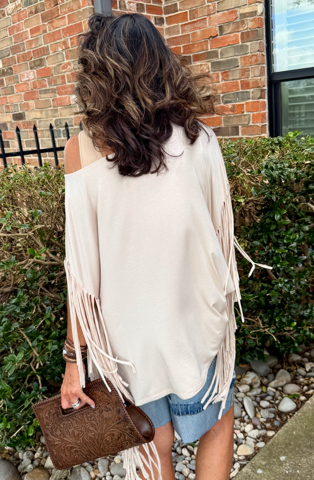 Western Showstopper Fringe Top - Oat
