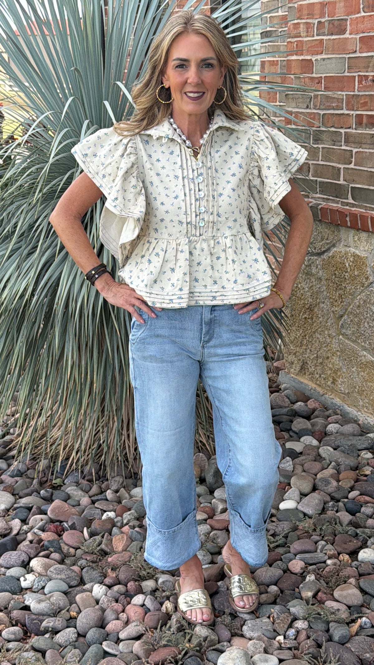 High Rise crop with plaid cuff