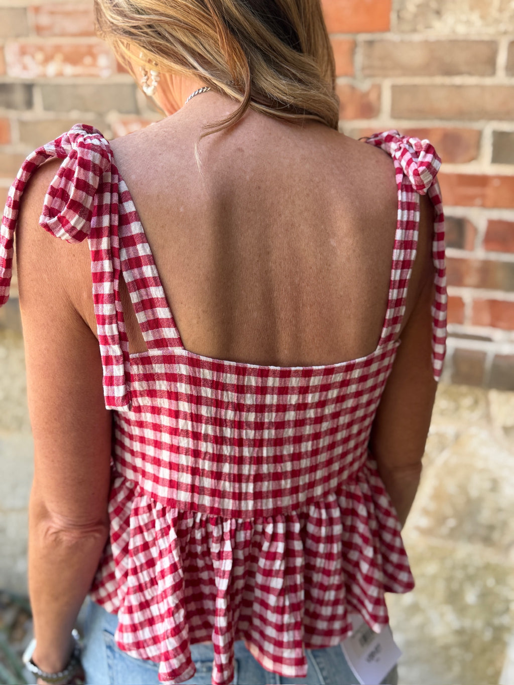 Gingham Peplum Top