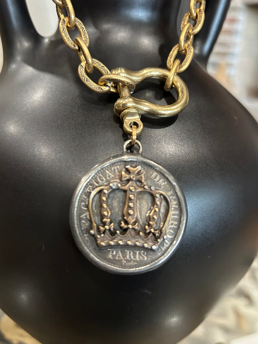 V2 Designs Necklace with Crown Pendant