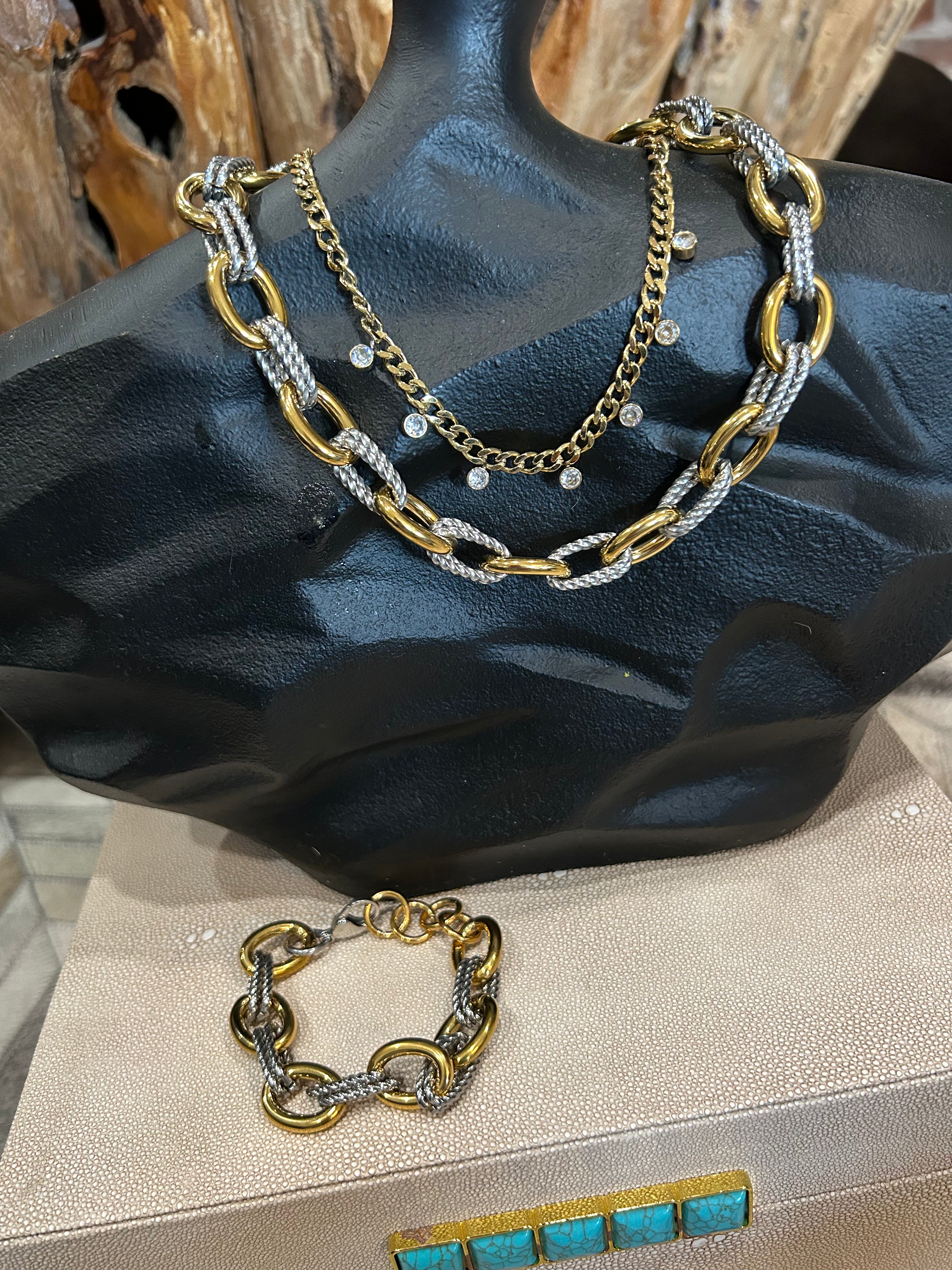 Mixed Metal Link Necklace