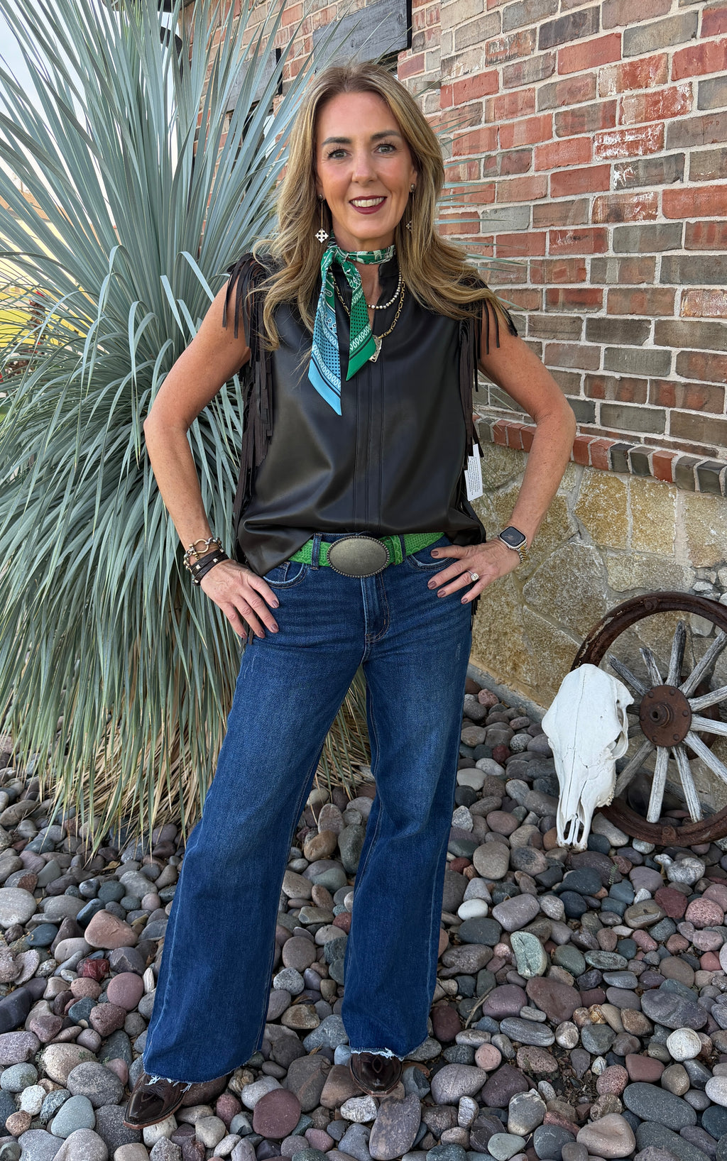 Vegan Leather Fringe Top