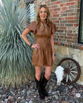 Vegan Leather Zip Bubble Dress