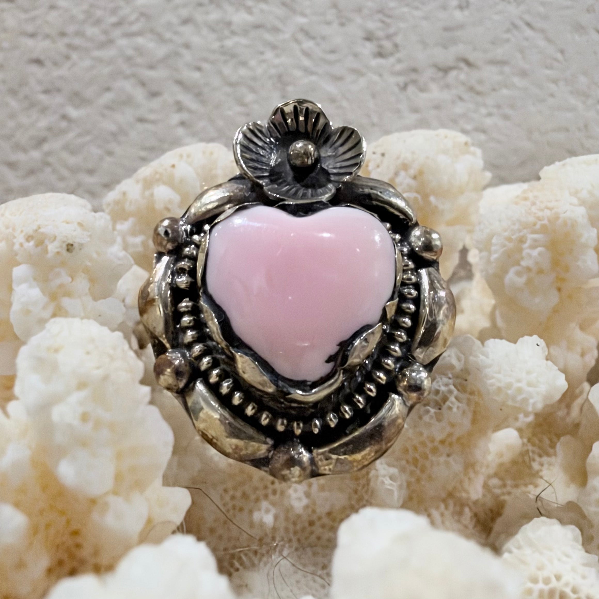 Pink Conch Heart Ring