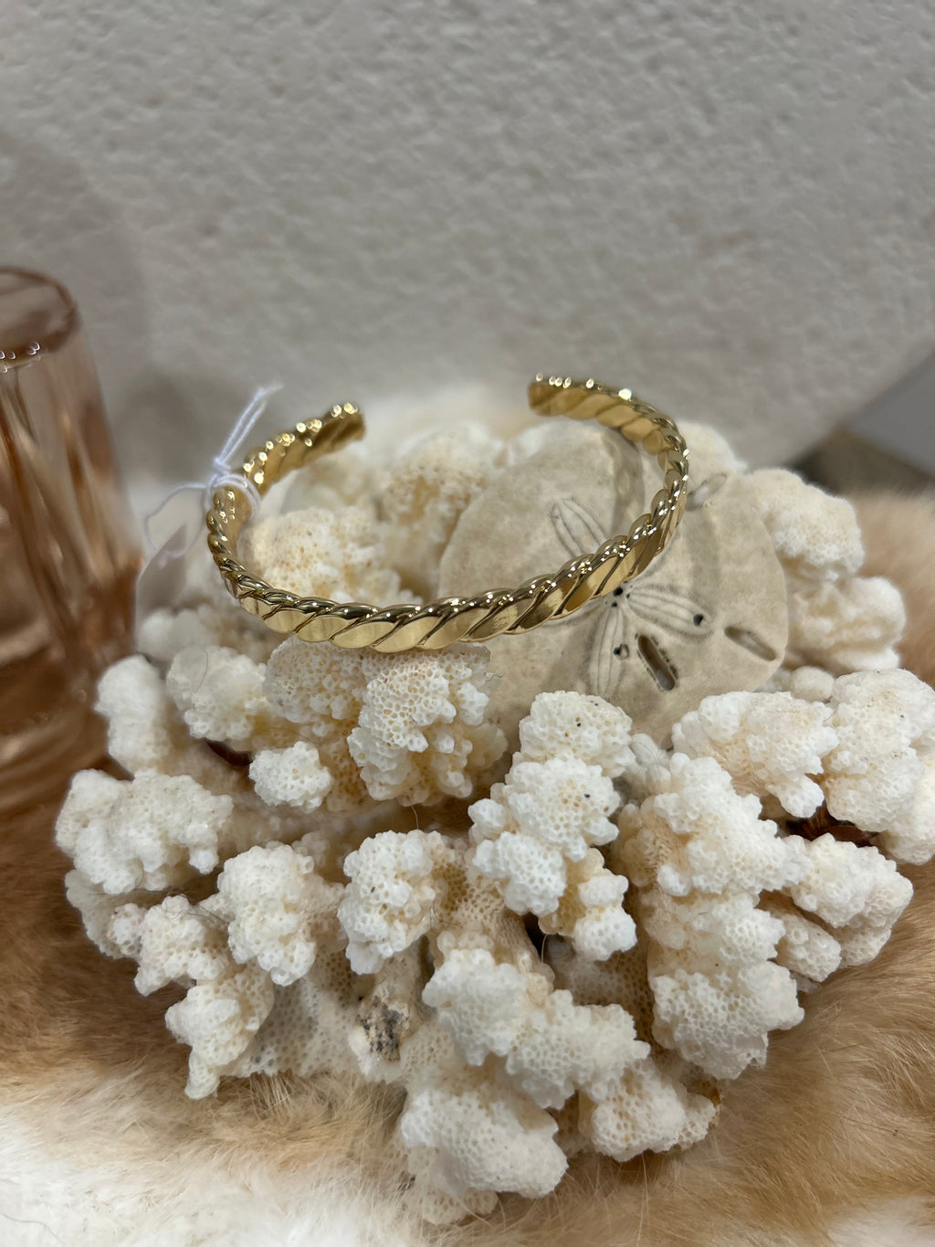 Gold Twisted Flat Cuff Bracelet