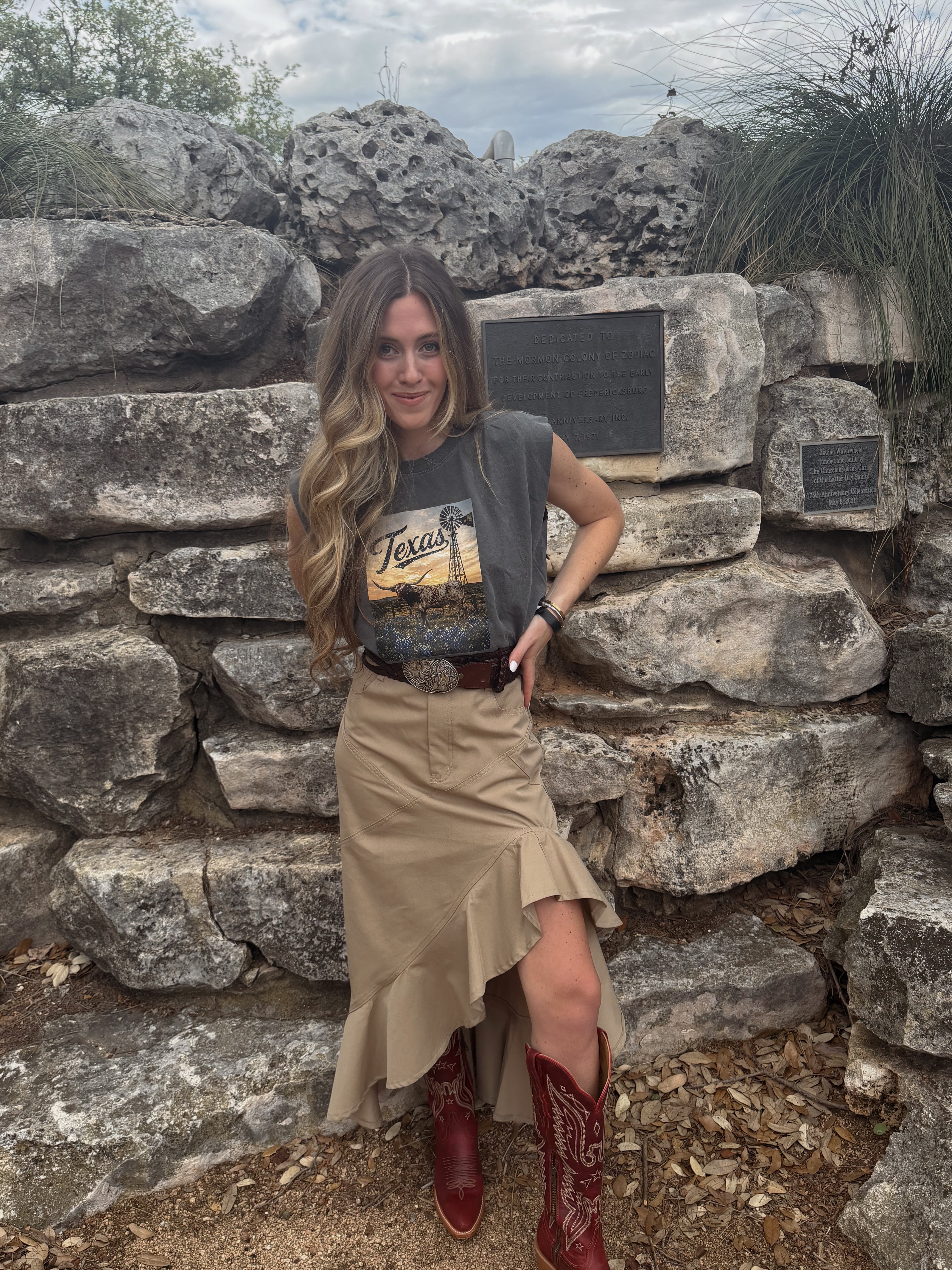 Desert Drift Ruffle Maxi Skirt