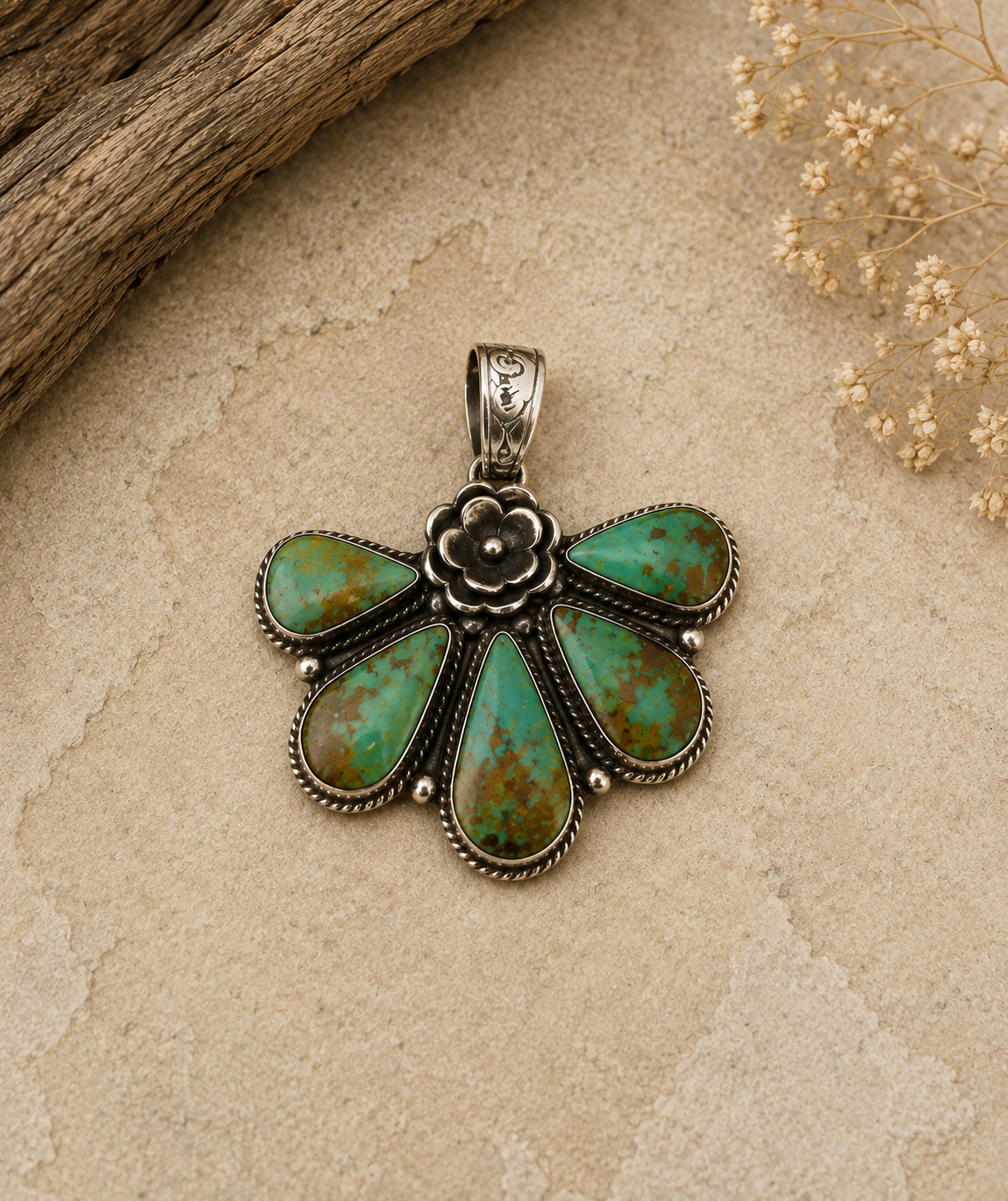 Turquoise Flower Pendant