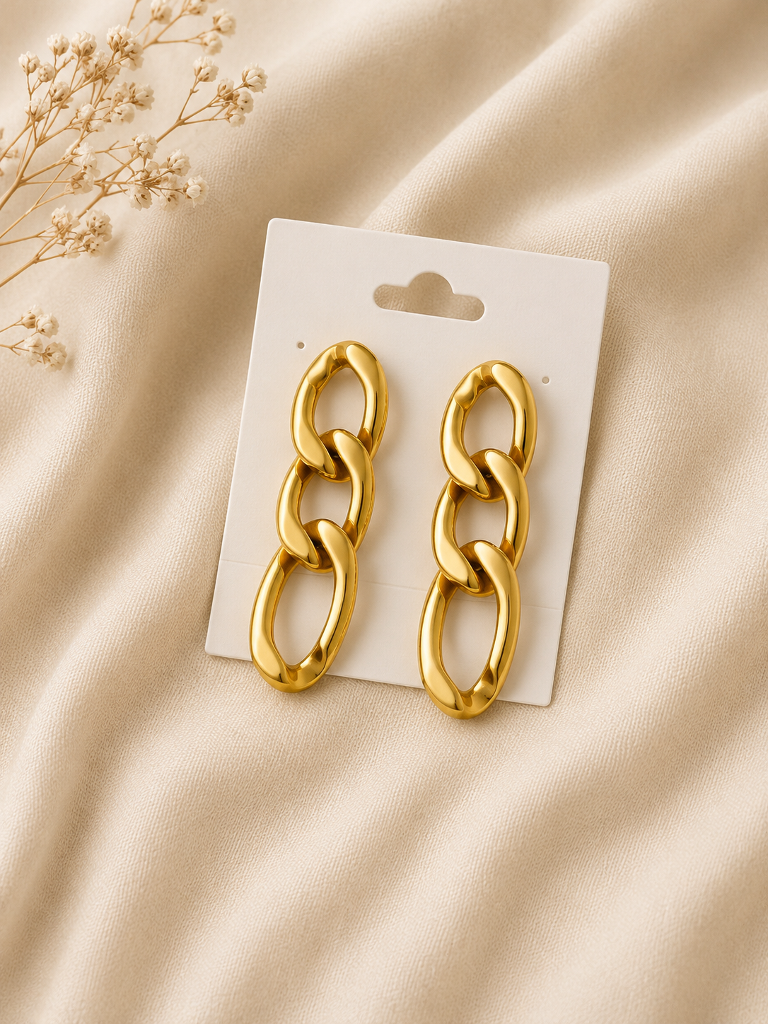 Gold Cuban Chain Earrings