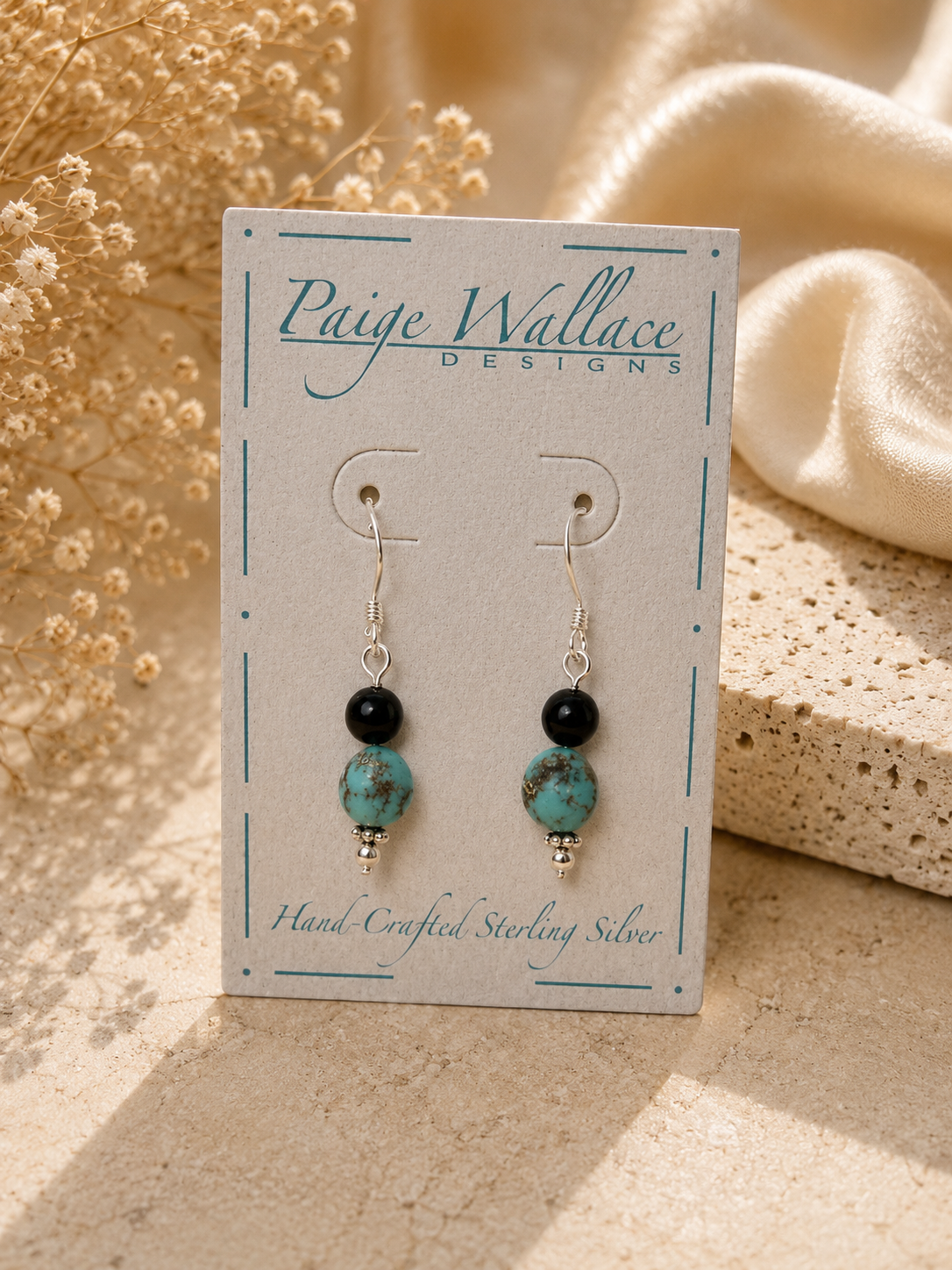 Paige Wallace Turquoise and Onyx Earrings