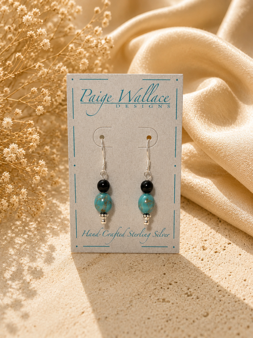 Paige Wallace Turquoise and Onyx Earrings
