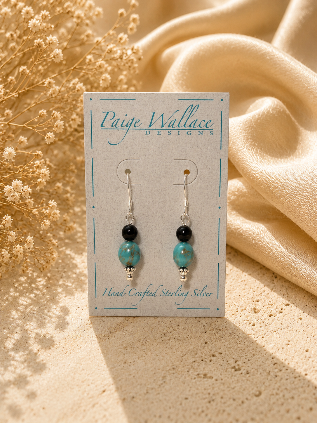 Paige Wallace Turquoise and Onyx Earrings