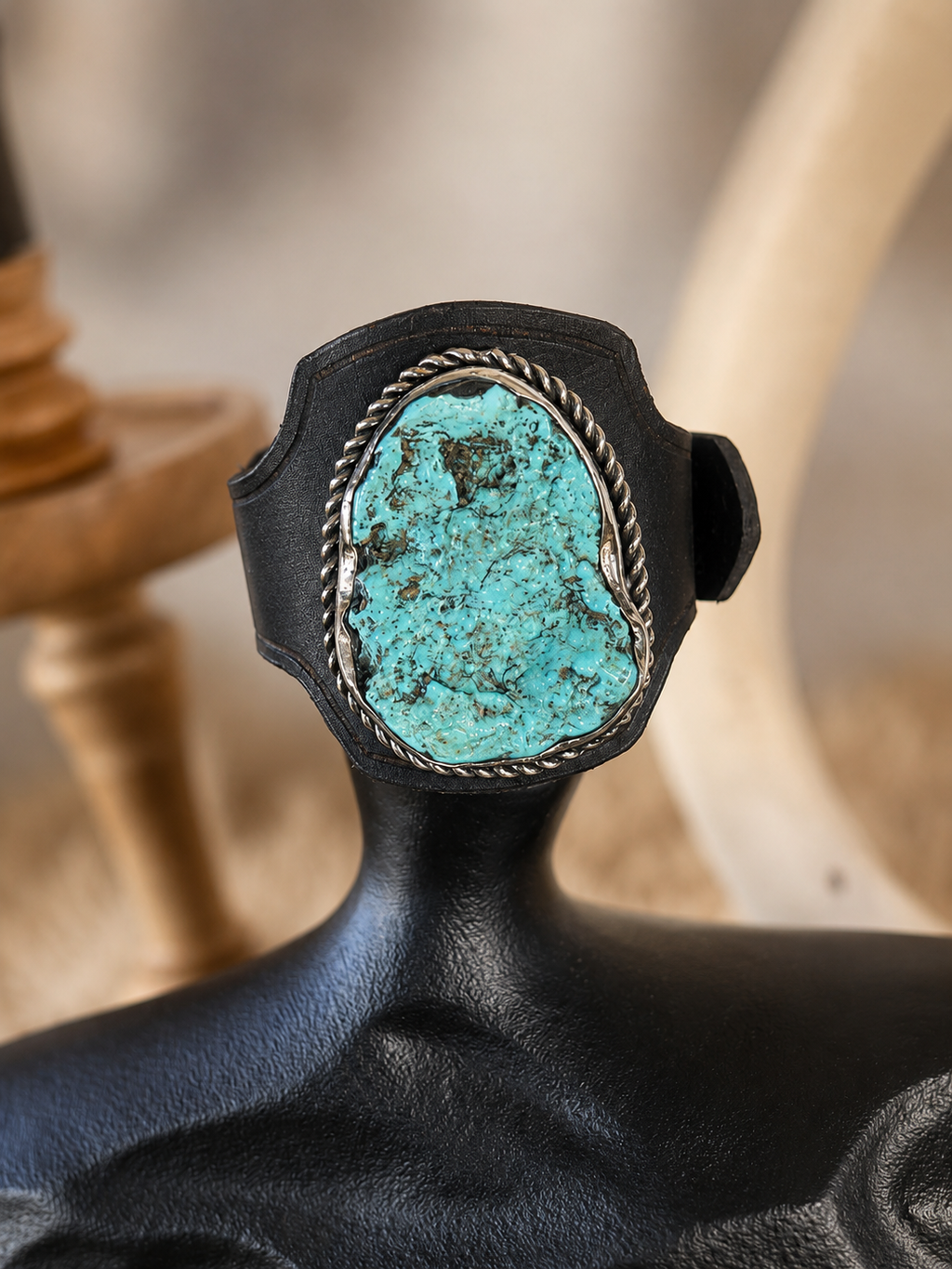 Turquoise & Leather Bracelet