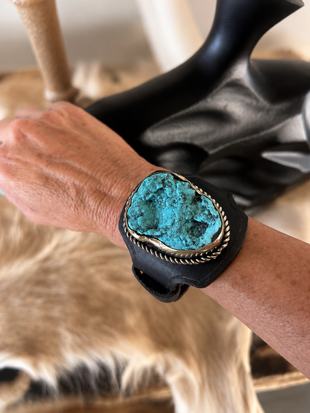 Turquoise & Leather Bracelet