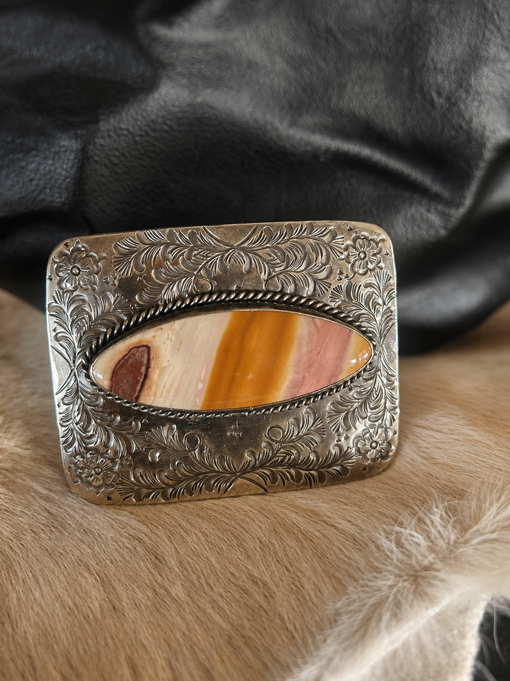 Mookite Carved Floral Buckle