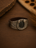 German Silver & Leather Horseshoe Bracelet