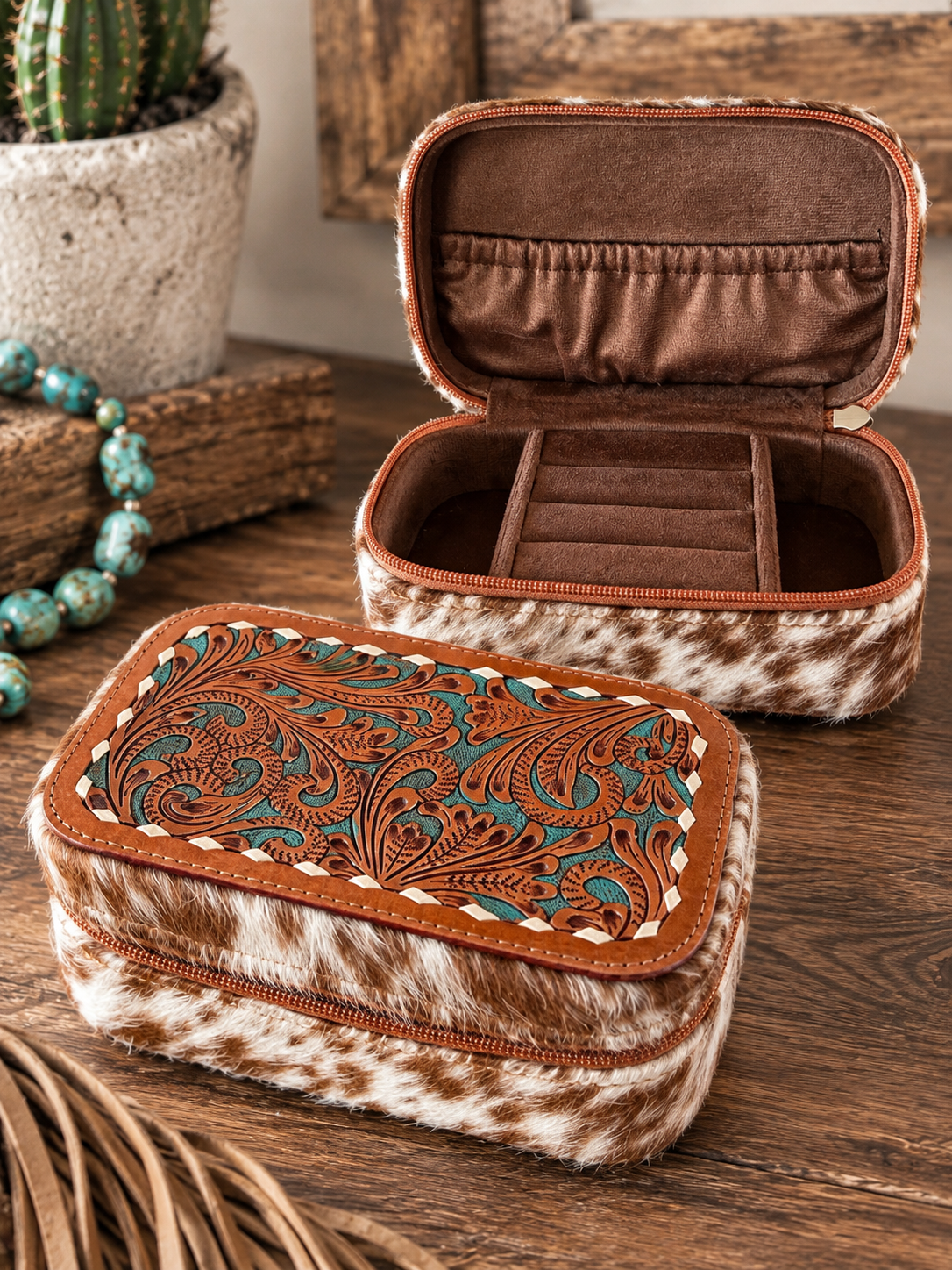 Tooled leather Jewelry box