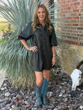 Vegan Leather Ostrich Embossed Dress