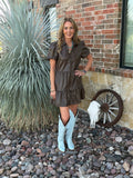 Faux Leather Tiered Mini Dress