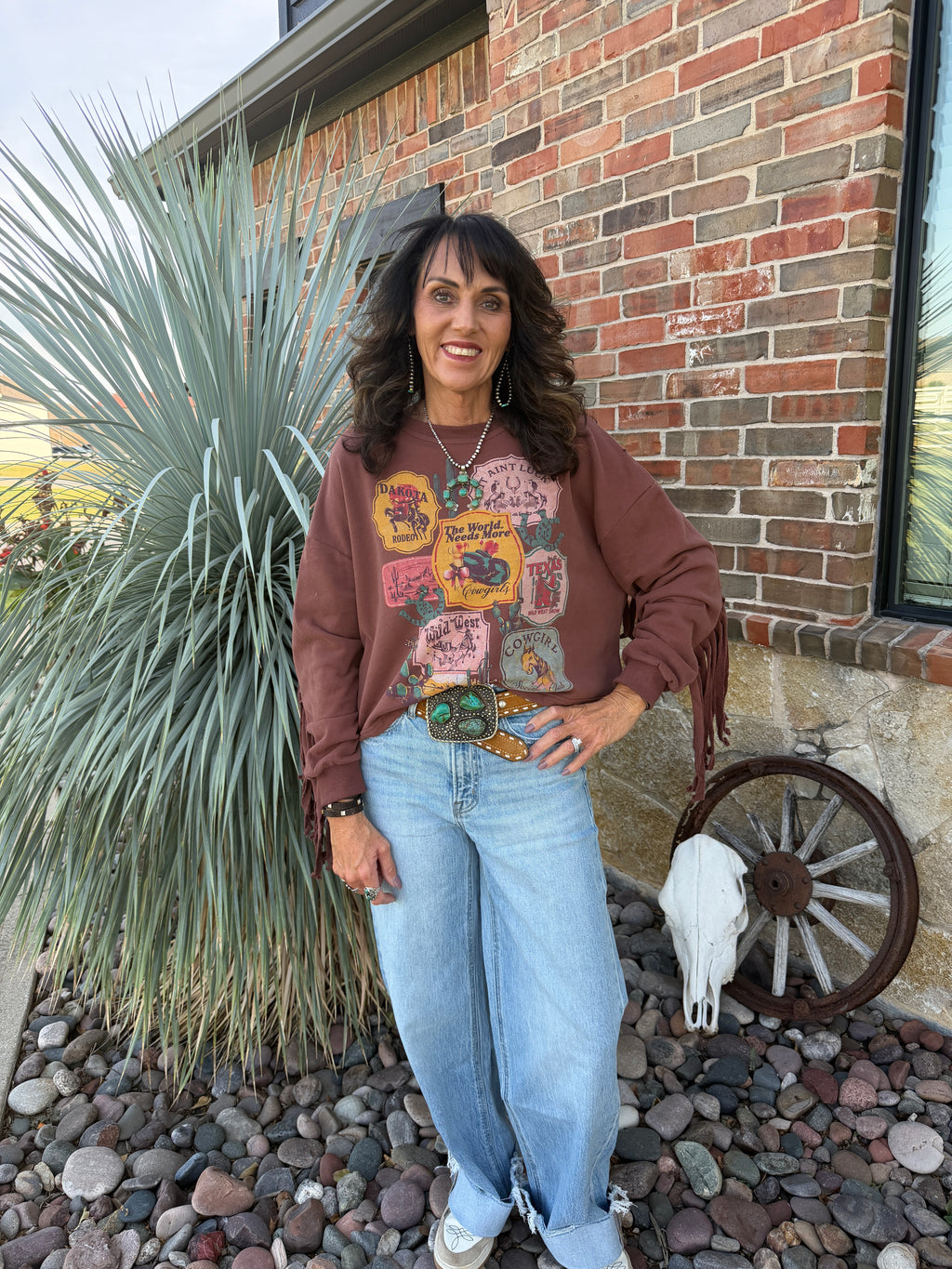 Wild West Graphic Fringe Sweatshirt