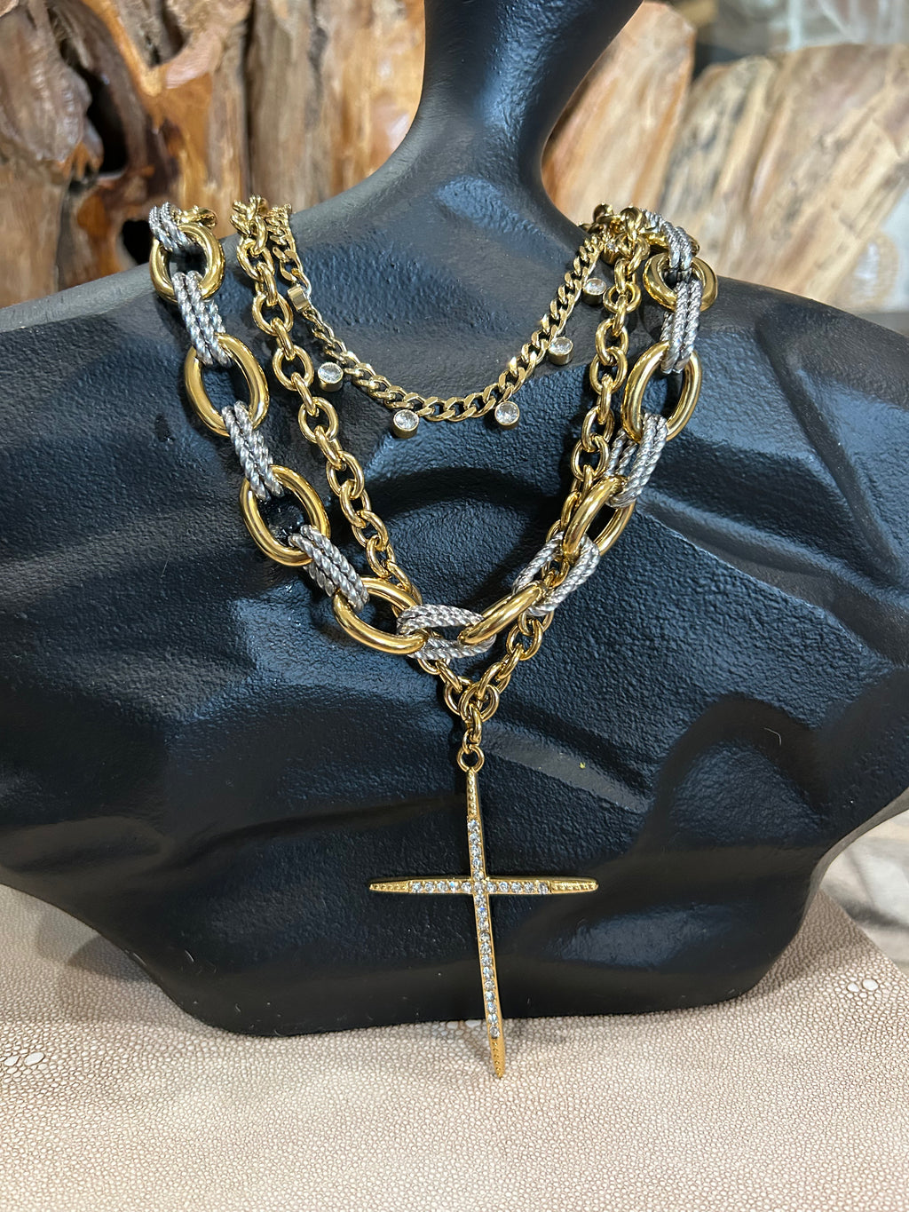 Gold Crystal Drop Necklace