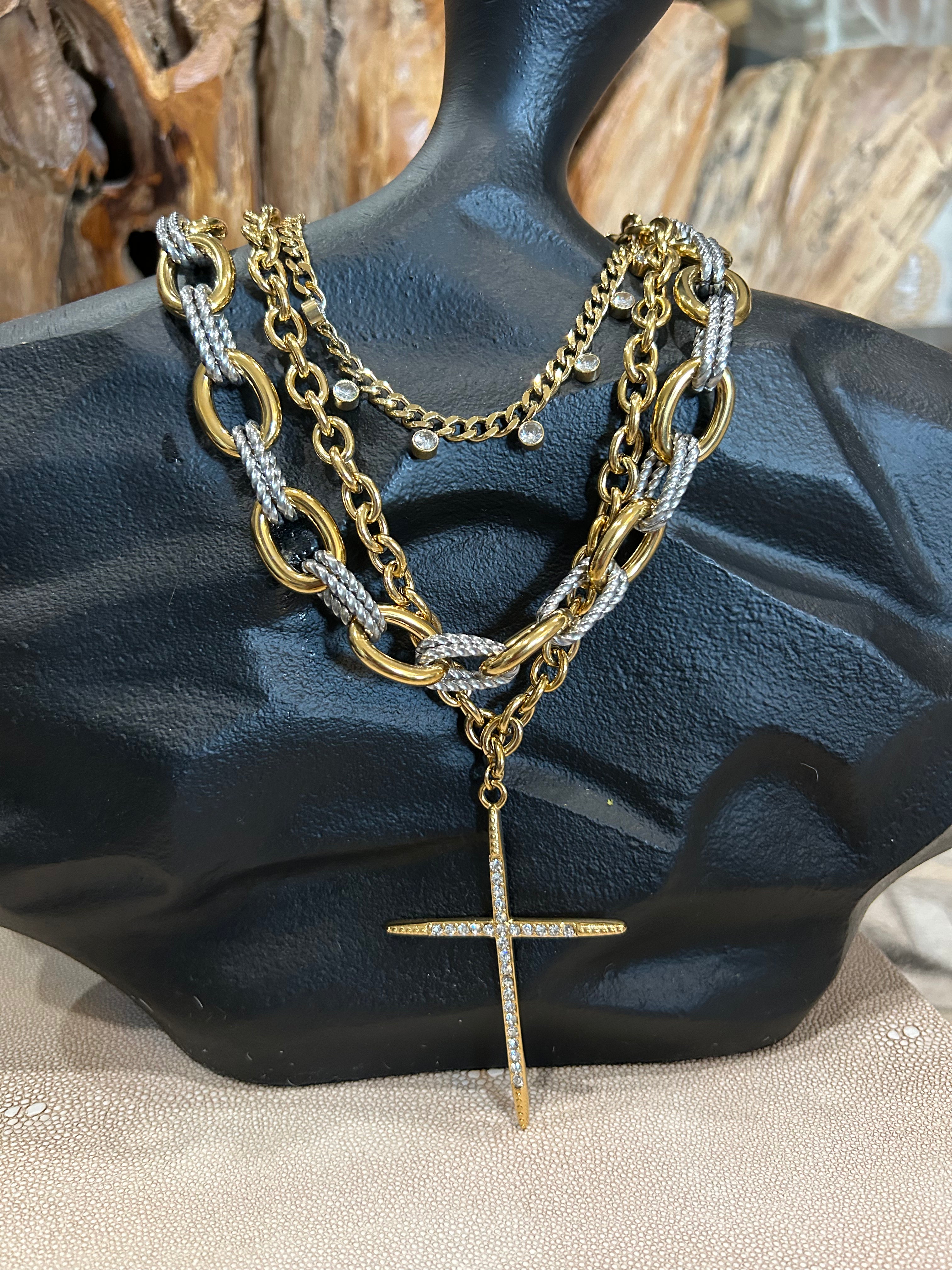 Gold Crystal Drop Necklace