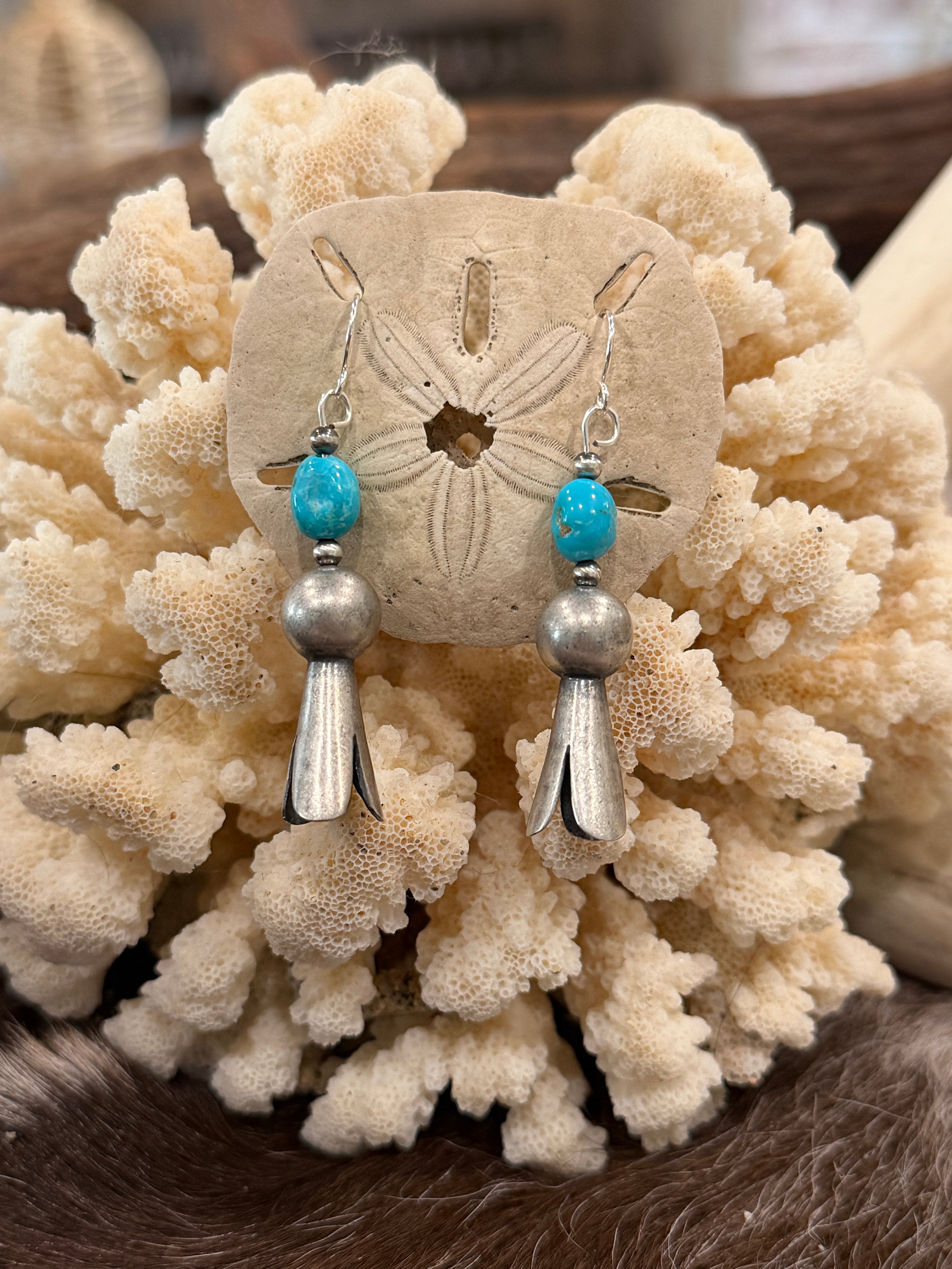 Turquoise & Sterling Silver Blossom Earrings