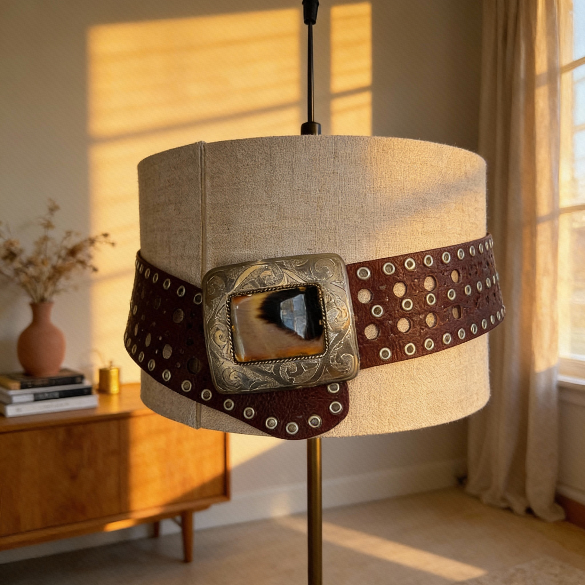 Brown Leather belt with buckle