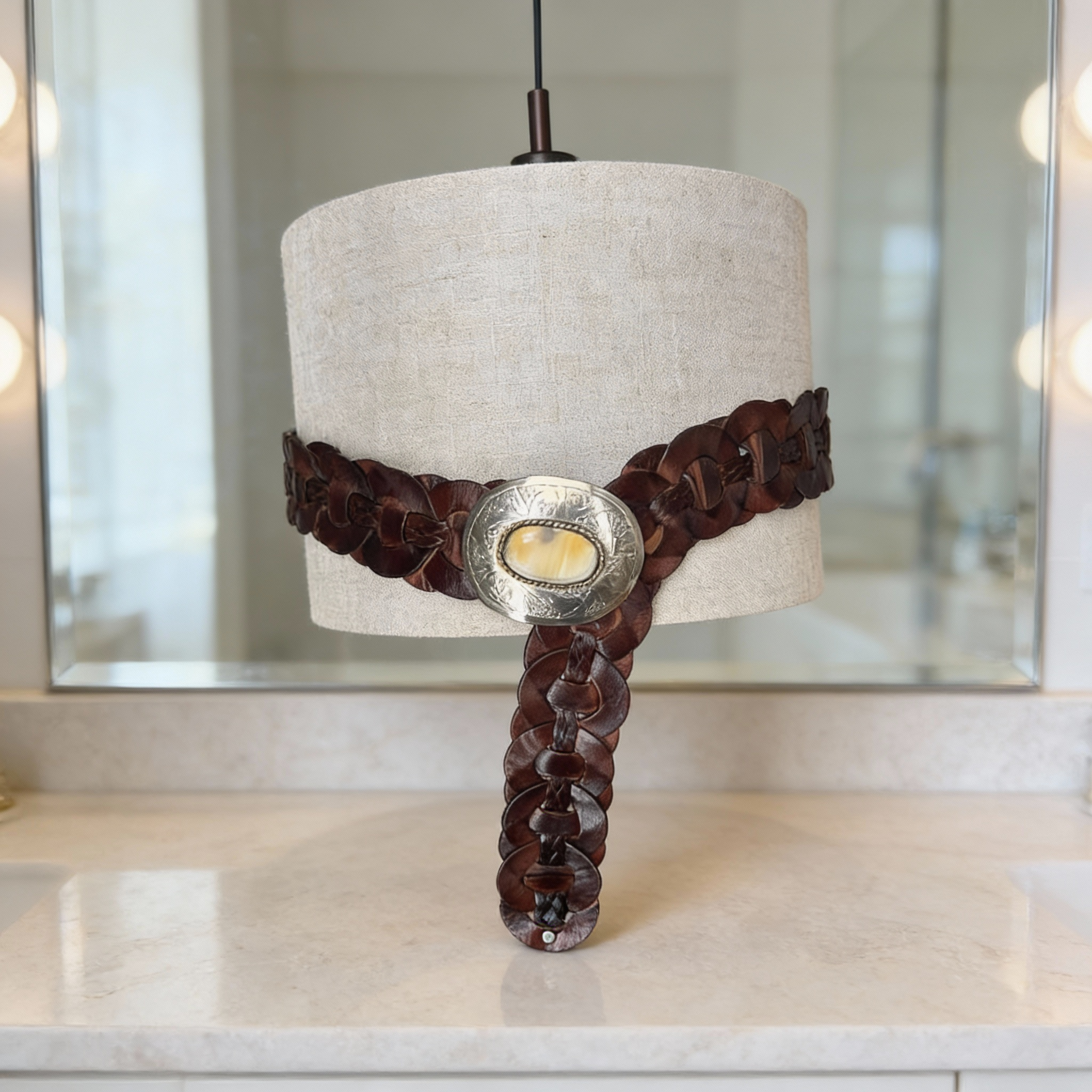 Leather braded belt and buckle