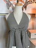 Black & Ivory Striped Halter Top