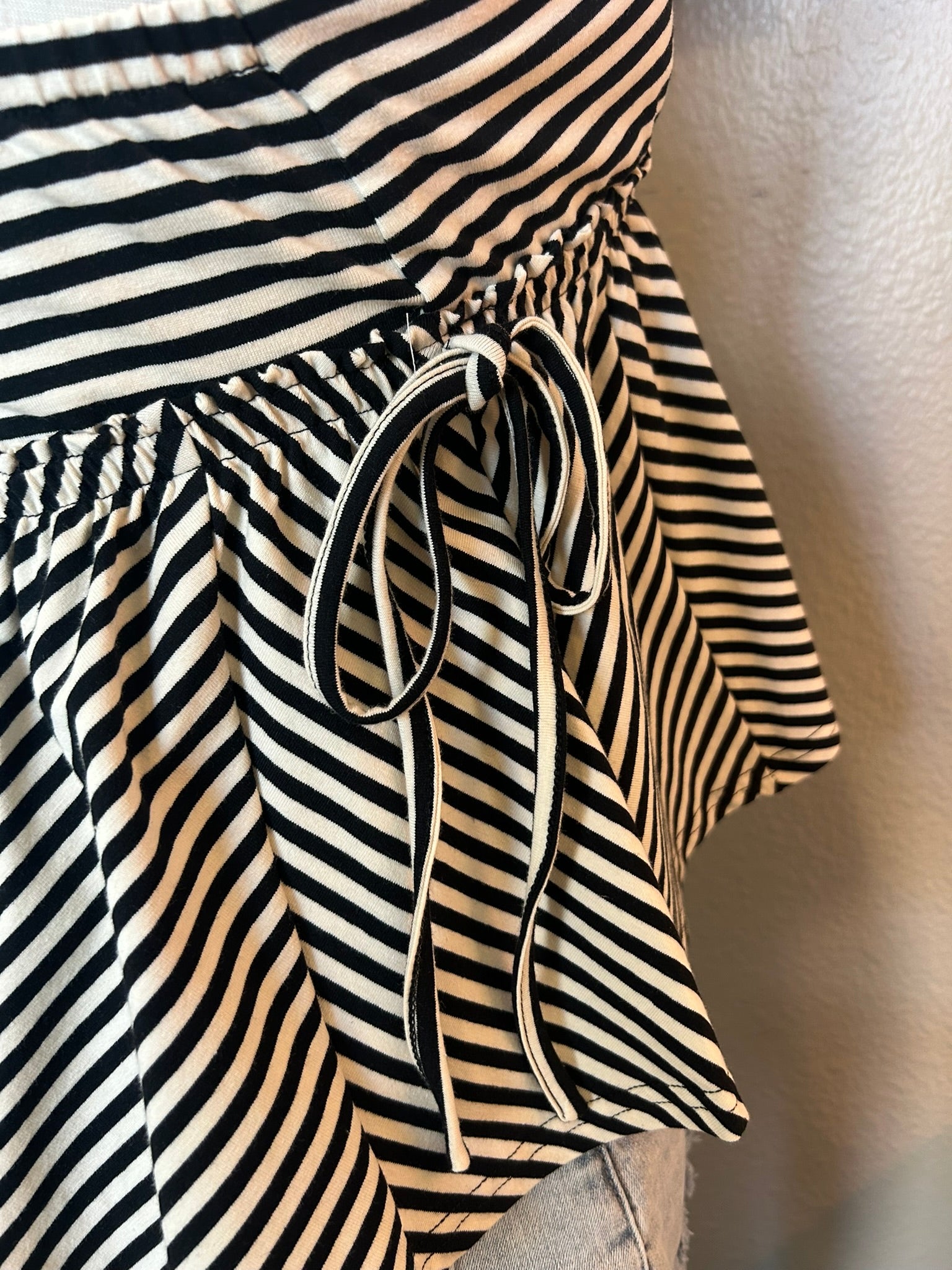 Black & Ivory Striped Halter Top