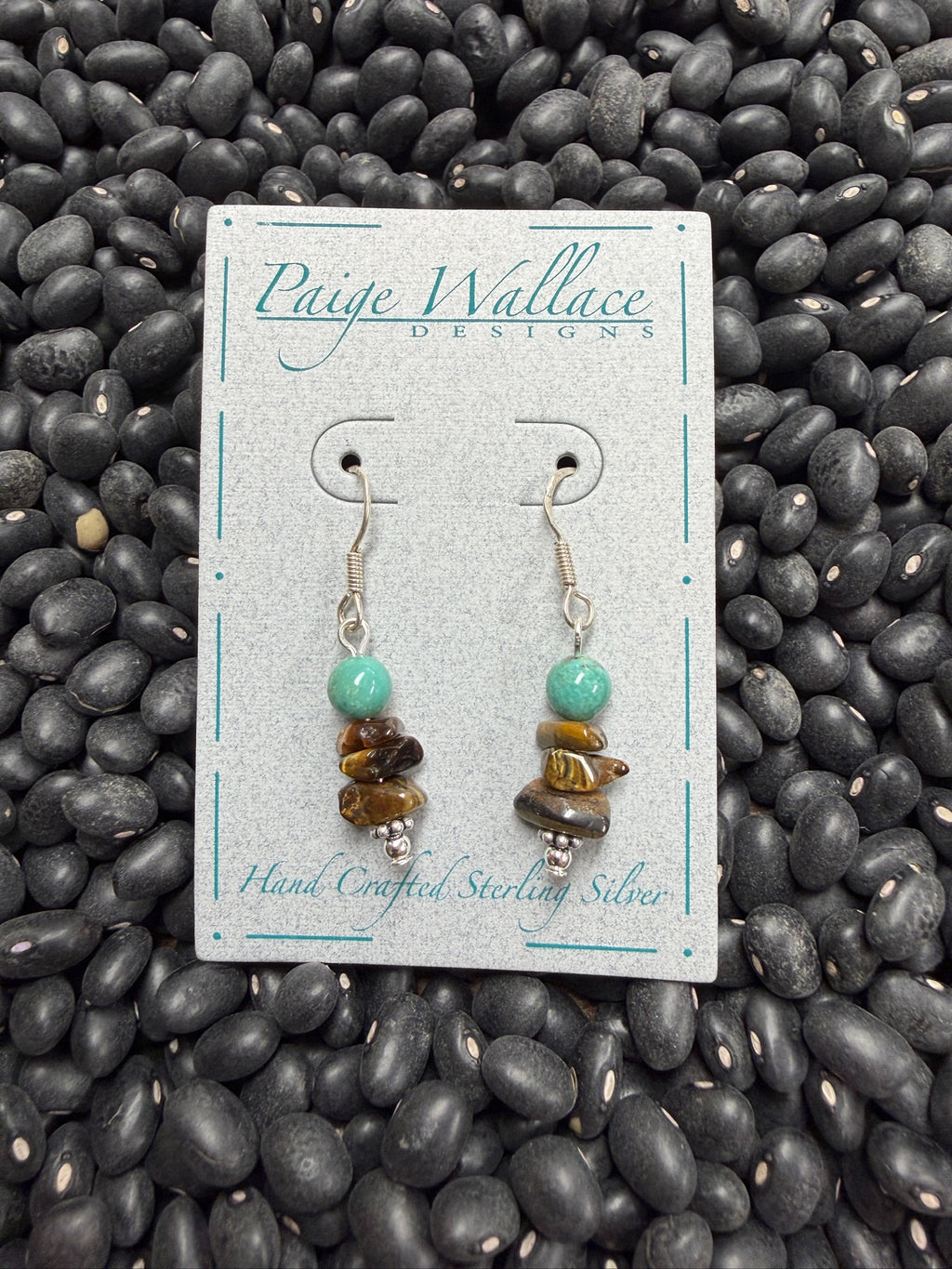 Paige Wallace Turquoise & Tigers Eye Drop Earrings