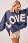 Love Patchwork Fleece Sweatshirt