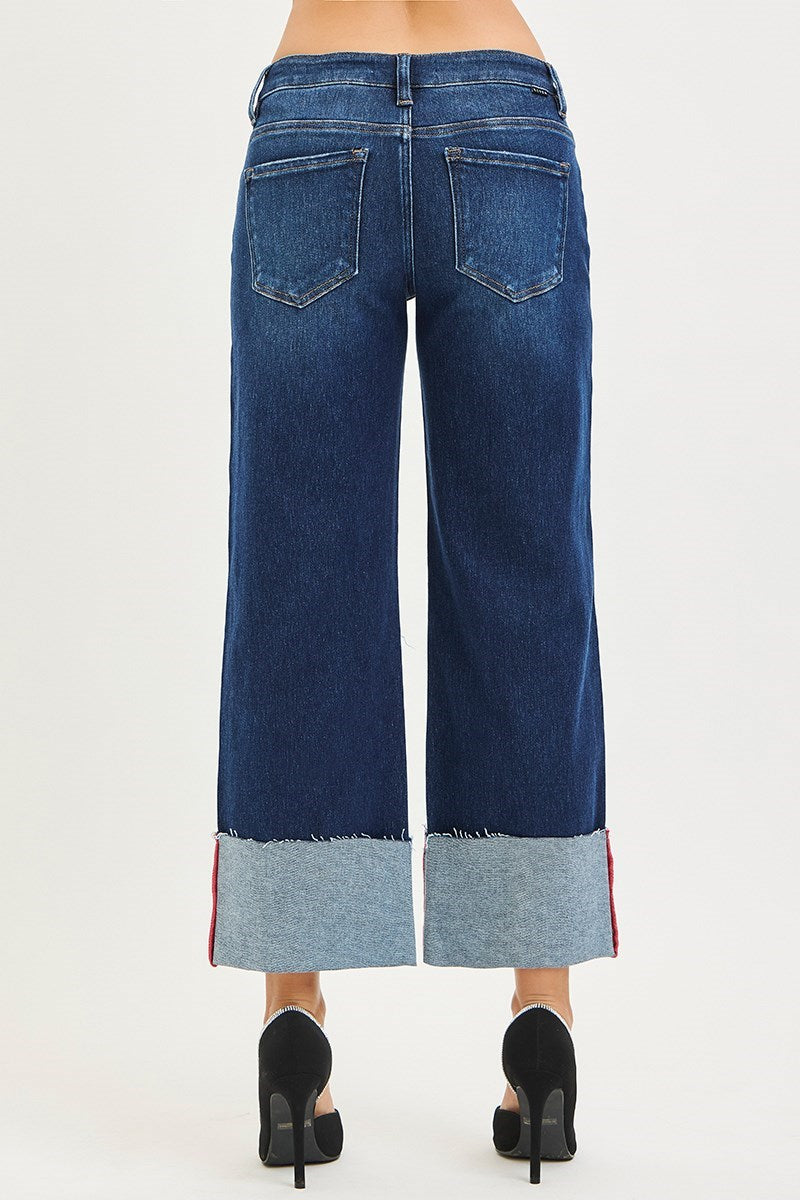 Risen Denim Jeans with Cuff
