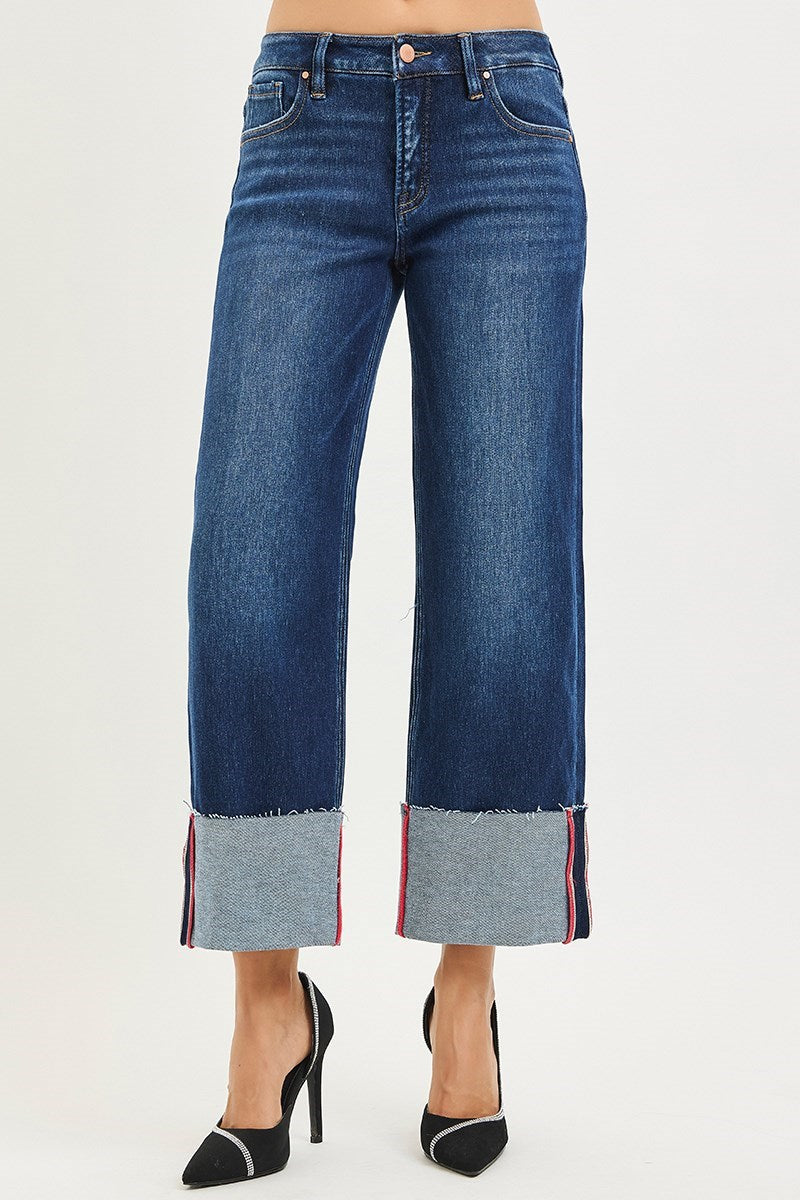 Risen Denim Jeans with Cuff