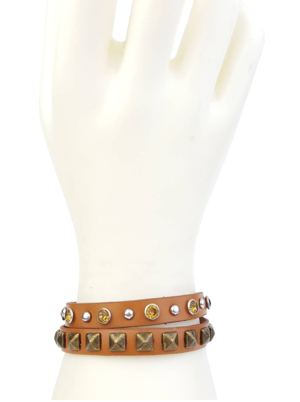 Double Wrap Tan studded band for wrist