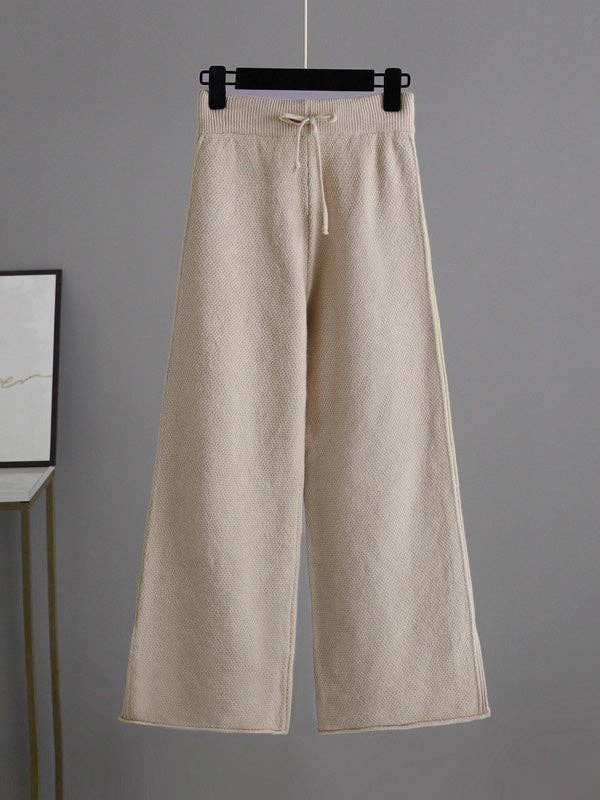 Stylish Loose High-Low Long Sleeve Sweater + Wide Leg Pants