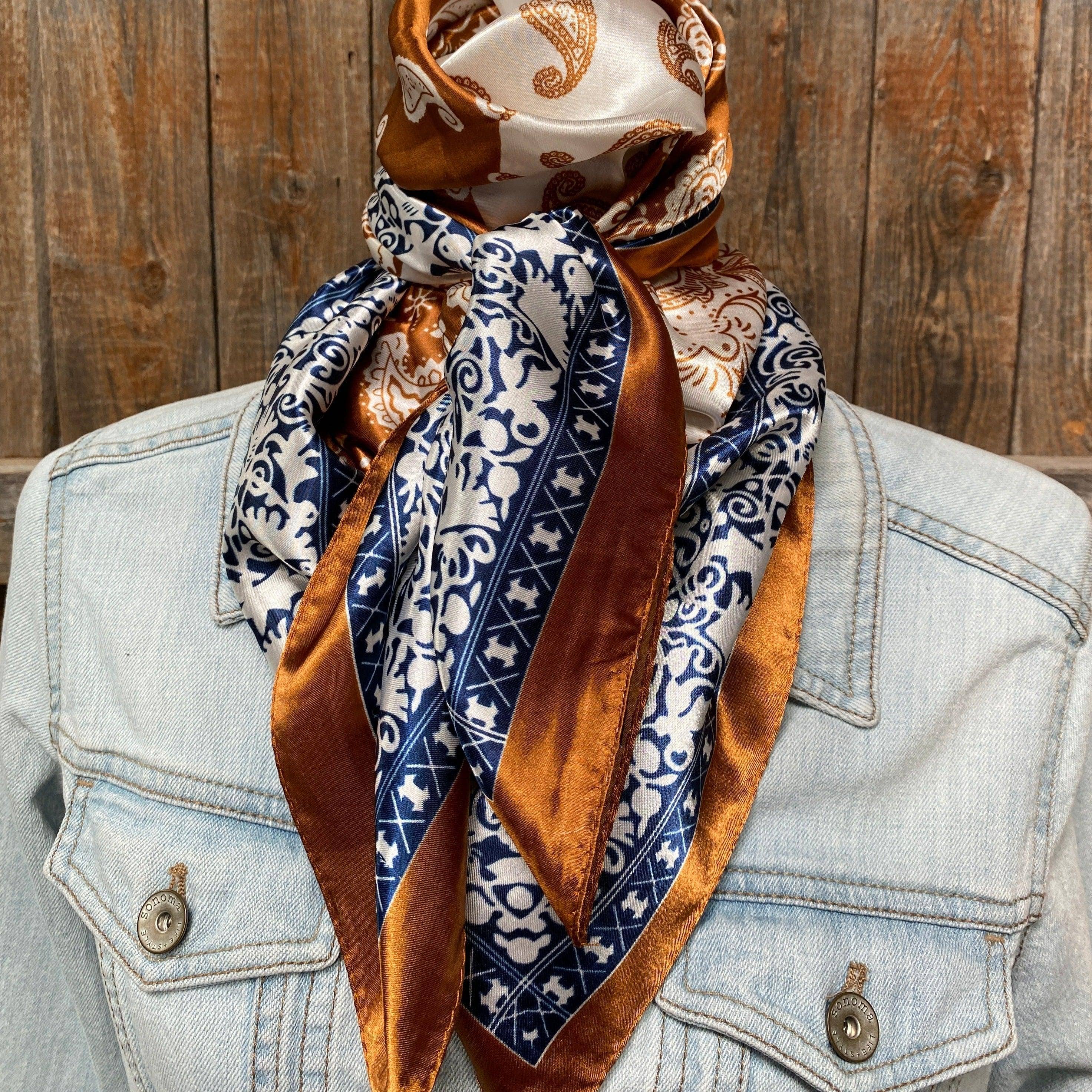 35X35"  Rust & Navy Paisley Wild Rag