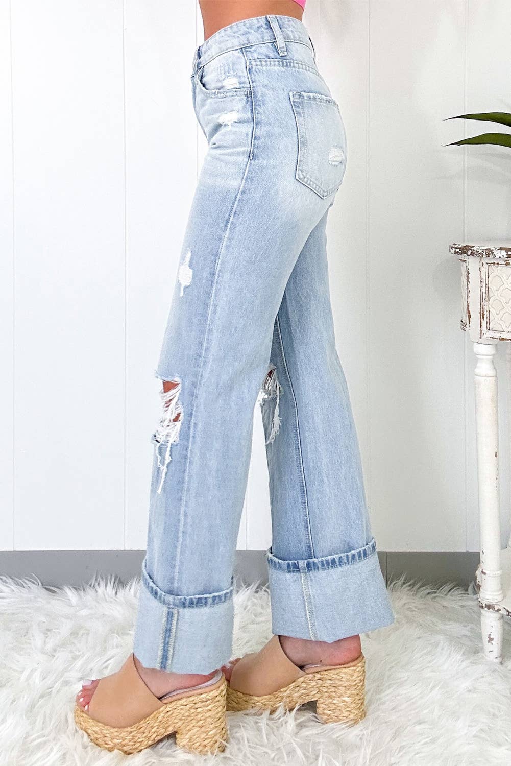Blue Light Wash Distressed Jeans
