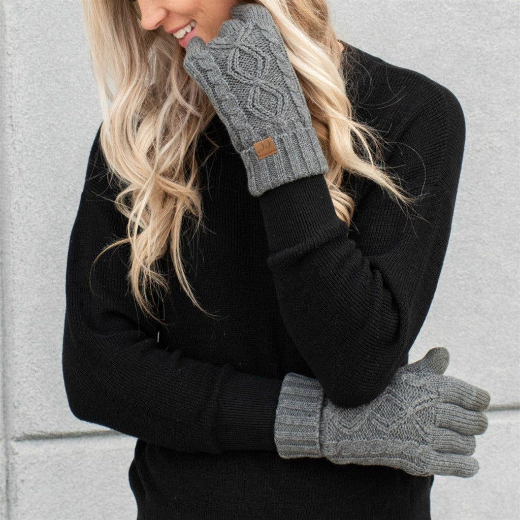 CC Cable Knit Fleece Lined Women's Gloves