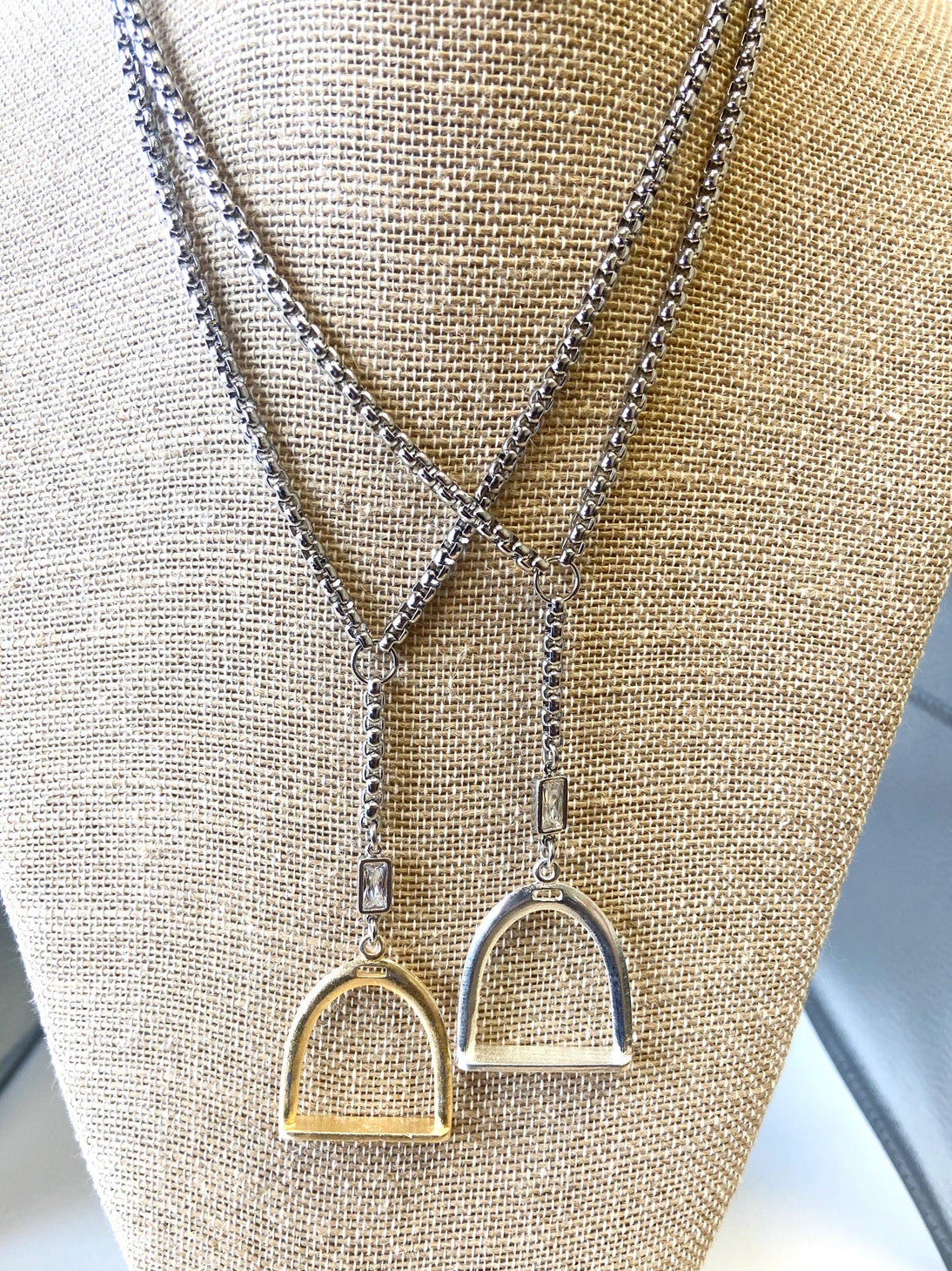Equestrian Stirrup Lariat Necklace