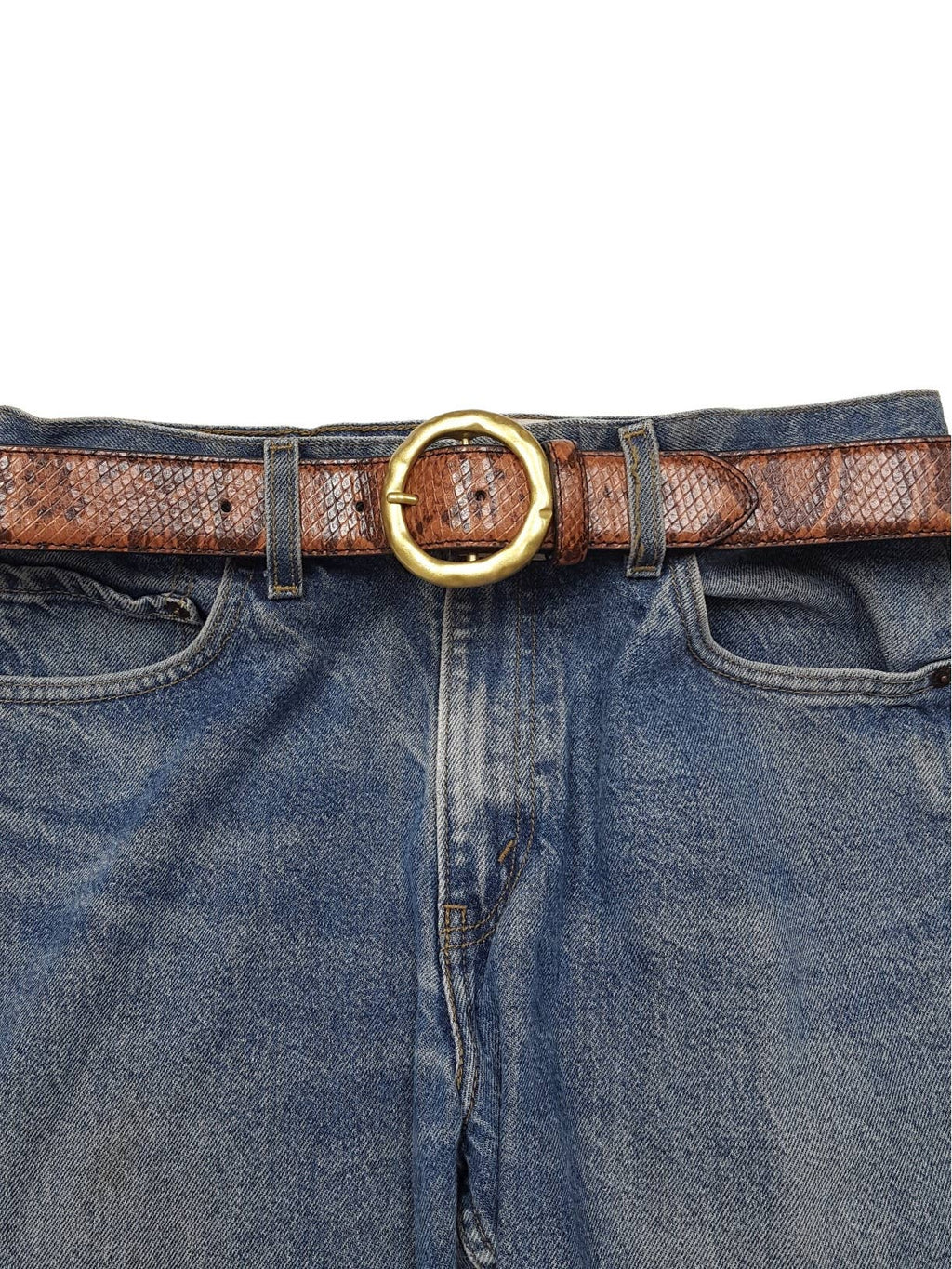 Snake print with Round Buckle