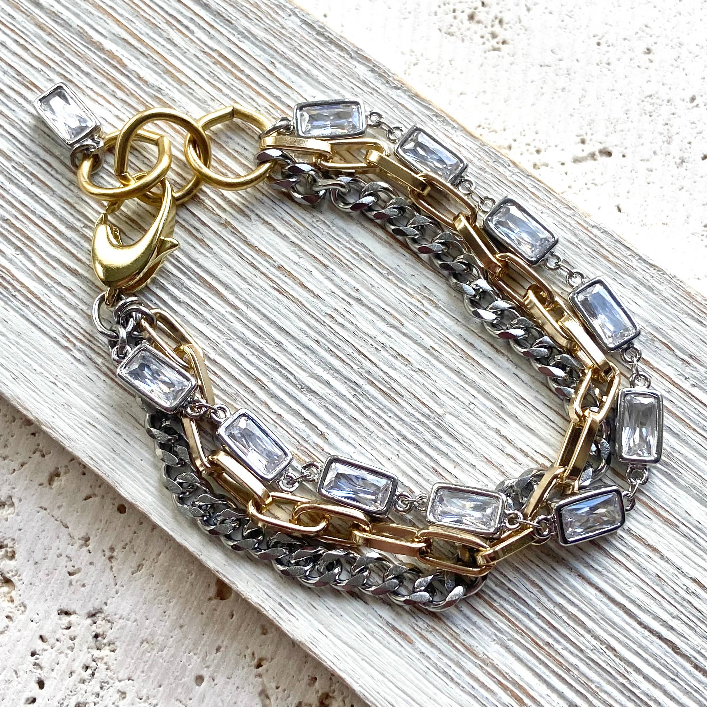 Mixed metal non tarnishing necklace edgy glam Bracelet