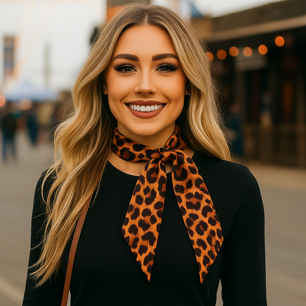Brown and Black Western Skinny Mini Wild Rag Scarf