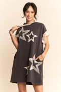 LACE STAR LACE RUFFLE HOODIE DRESS