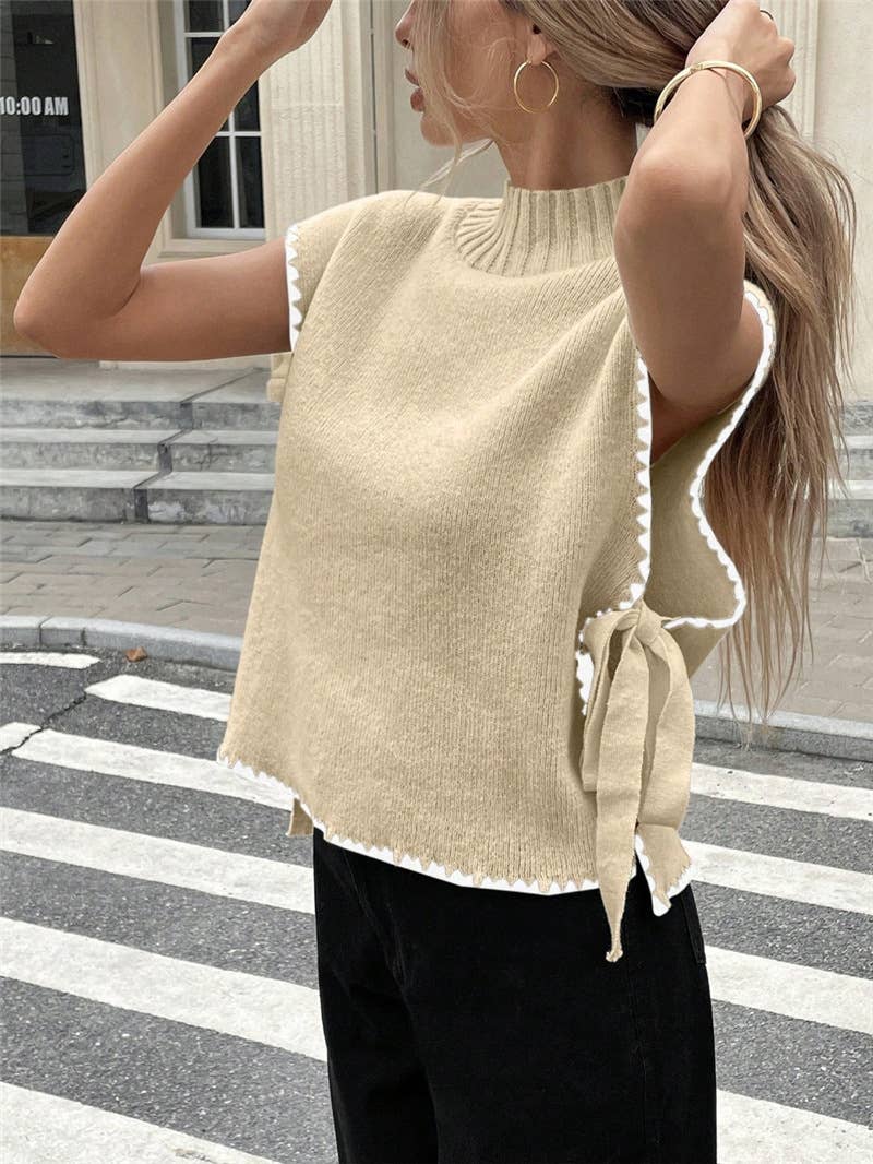Bow Tie Sleeveless Knit Vest